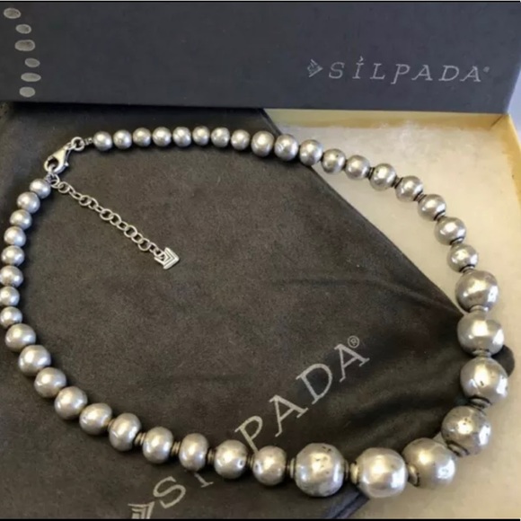 🩶SOLD🩶 Silpada Distressed Atmospheric Sterling Silver Bead Necklace & Bracelet - Picture 4 of 12